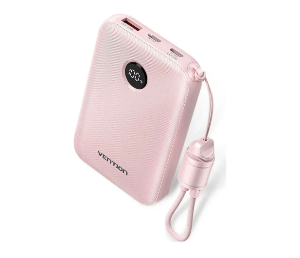 Vention Powerbank 10000mAh 2xUSB-C,USB-A z wyświetlaczem różowy - 1543380 - zdjęcie